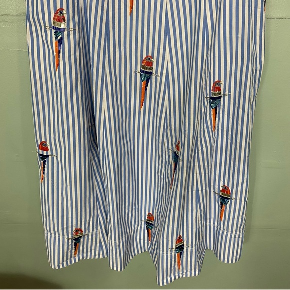 Anthropologie Maeve Tie Back A Line Maxi Dress Striped Blue Beaded Birds 24W - Picture 4 of 16